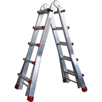 AL Ladders Professionele telescopische joint vouwladder 4X5 Treden Silver,5.3m