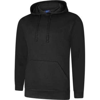 Uneek UC509 Deluxe Hooded Sweatshirt-Zwart-S
