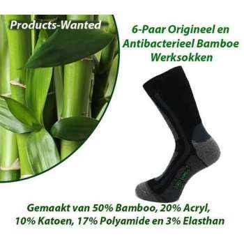 6-Paar Antibacterieel Bamboe Werksokken | Maat 35-38