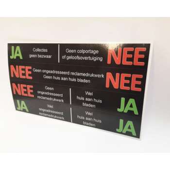 Brievenbus stickers - JA/NEE - NEE/NEE - NEE/JA - JA/JA sticker - Zwarte Brievenbussticker - combinatie van de ja/nee stickers