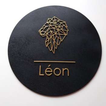 Naambord met polygon leeuw gepersonaliseerd voor kinderkamer - geboorte - decoratie - wanddecoratie