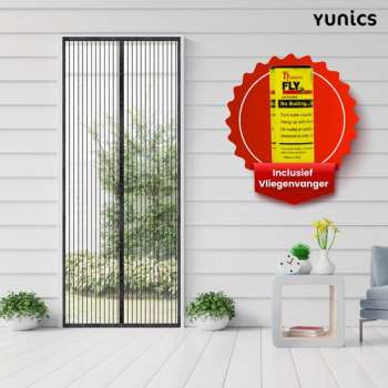 YUNICS ® Magnetisch Vliegengordijn - Deurgordijn - Hordeur - Hor - Zwart - Gemaakt Van Hoogwaardig Polyester - 210 x 90 cm