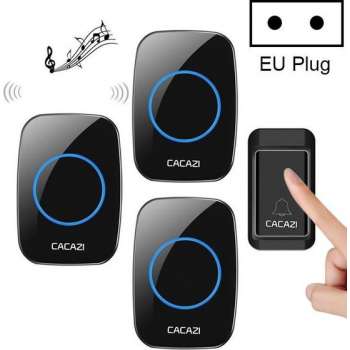 Direct-security CACAZI A10G Eén knop Drie ontvangers Zelfaangedreven draadloze draadloze thuisbel, EU-stekker (zwart)