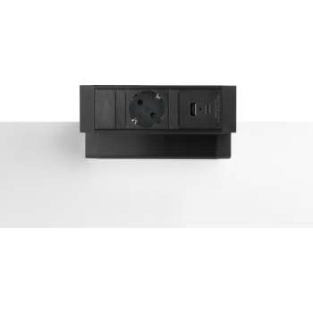 Filex Power Desk Up® 2.0 - 1x 230V, 1x USB A+C Charge (5.0V - 3.1A - 15.5W) - Zwart
