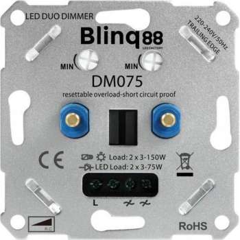 Universele Duo LED Dimmer 2x 3-75w met elektronische zekering