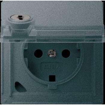 Gira TX44 inbouw stopcontact met randaarde klapdeksel met slot antraciet 44967