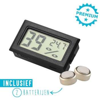 Qitch&Quisine - Hygro - Vochtmeter - Hygrometer - Hygrometer Met Batterijen - Zwart - Inc