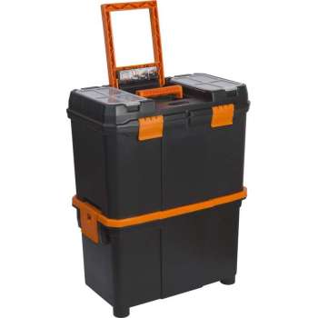 Gereedschapskoffer met Wielen - Leeg - Gereedschapstrolley - Zwart met Oranje