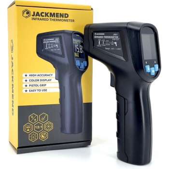 JACKMEND Infrarood Thermometer - Digitale Warmtemeter - Bereik van -50 tot 400 °C - Warmt
