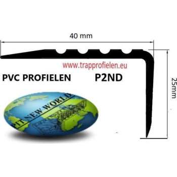 PVC -ANTISLIP TRAPPROFIEL -ZELFKLEVEND ZWART P2ND 41X25 mm X 150 cm X (set van15 stuks )